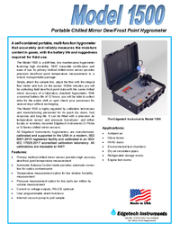 Thumbnail of document Data Sheet - 1500 Portable Dew Point Monitor